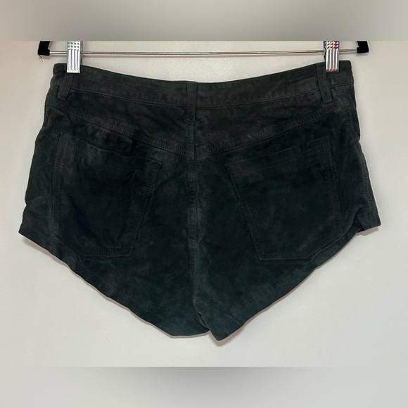 Free People RARE Real Leather Suede Micro Mini Shorts Blue Green Size 6 - Picture 2 of 9
